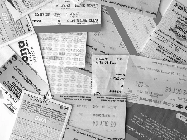 Black and white Public transport tickets