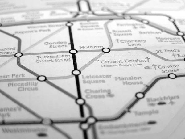 Black and white Tube map of London underground