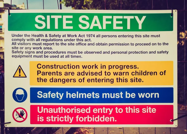 Retro look Site safety sign