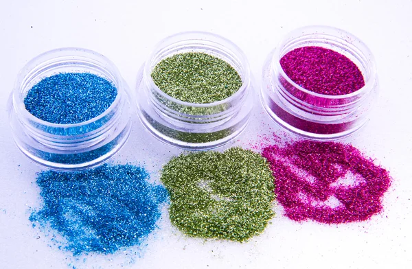 Picture of three different kinds of nail glitters