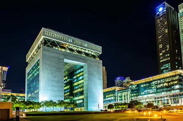 DUBAI -DECEMBER 07:The Gate - main building of Dubai International Financial center, the fastest growing international financial center in Middle East. 07 December 2013 , Dubai, UAE.