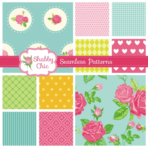 Set of Seamless Backgrounds - Floral Shabby Chic Theme