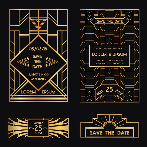 Zaproszenia ślubne W Stylu Art Deco Www Moje Pl Art Deco Wesele Zaproszenie Zestaw Iracja Stockowa