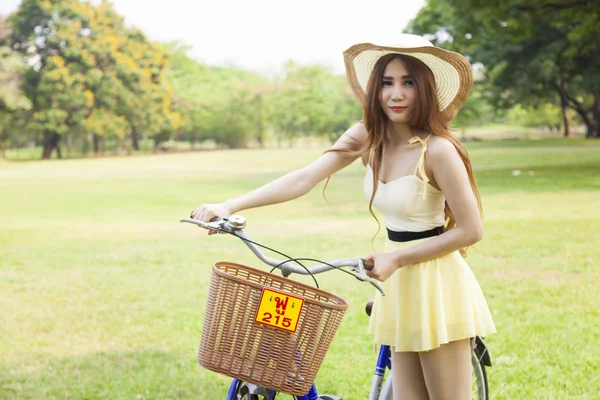 Woman bike handles