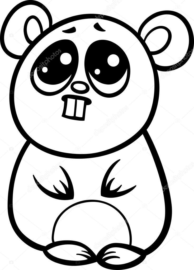 Dessin animé kawaii hamster Coloriage — Image vectorielle stock illustration cartoon kawaii hamster coloring page