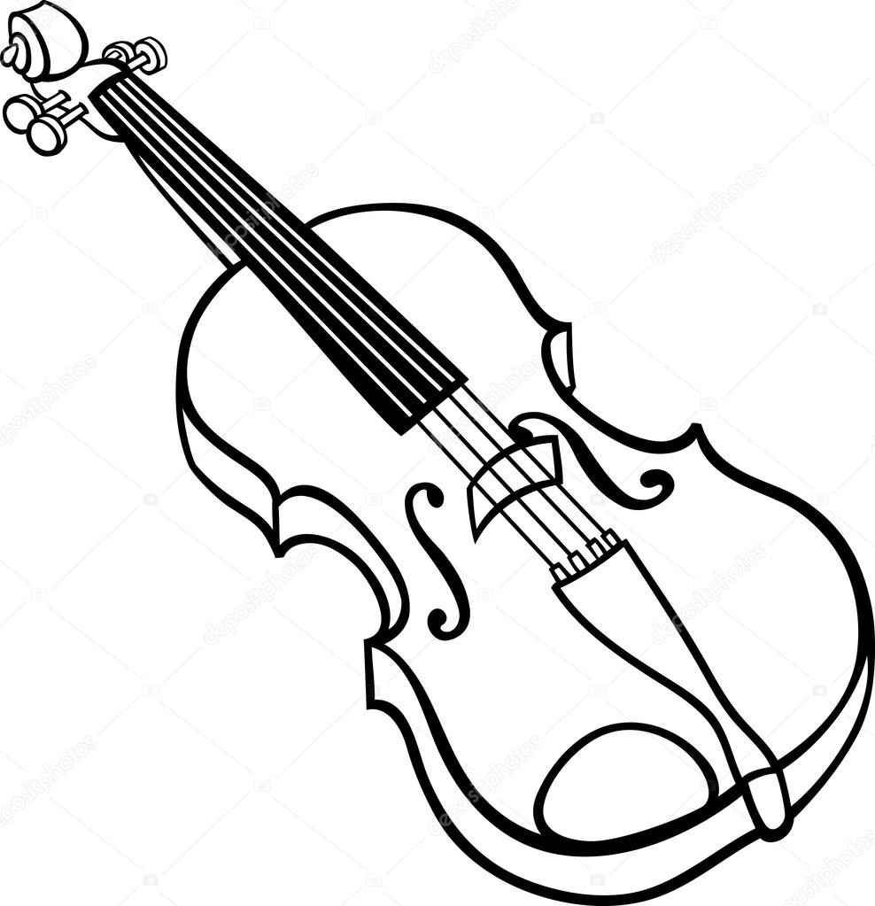 Página para colorear de violín de dibujos animados ilustración — Vector