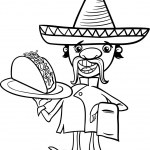 Cute Italian chef with an dish in black and white for coloring — Stock