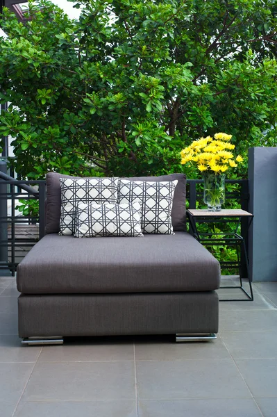 Outdoor patio seating with daybed