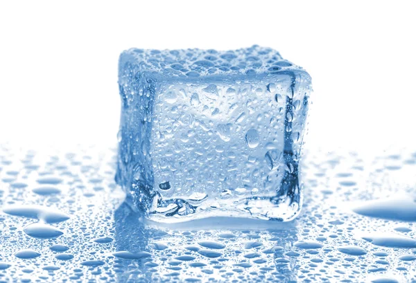 Ice cube with drops of water
