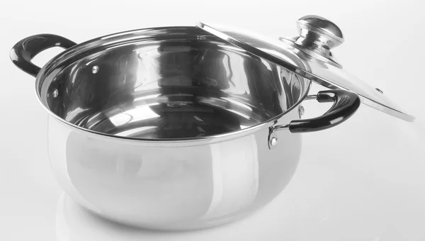 Stainless steel pot on a background