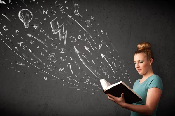 Young woman reading a book