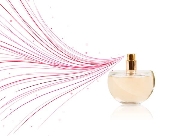 Perfume bottle spraying colorful lines