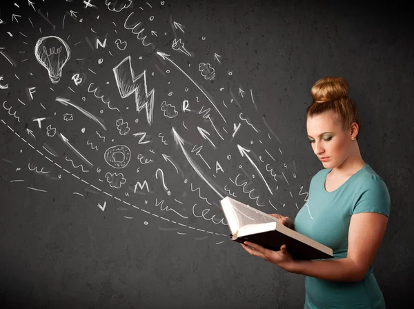 Young woman reading a book