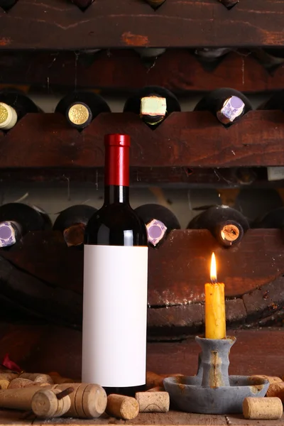 Vintage red wine in cellar