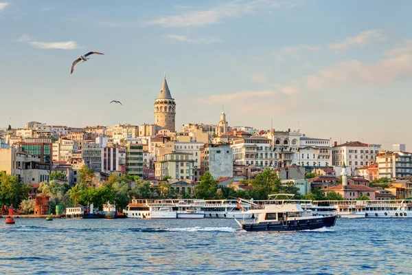 View of Galata district at sunset, Istanbul, Turkey
