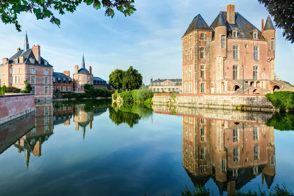Castle on the lake in the Loire Valley in France
