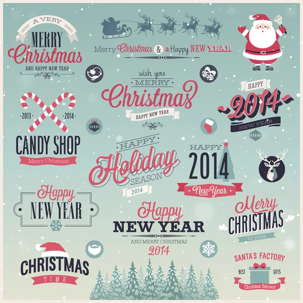 Christmas set - labels, emblems and other decorative elements.