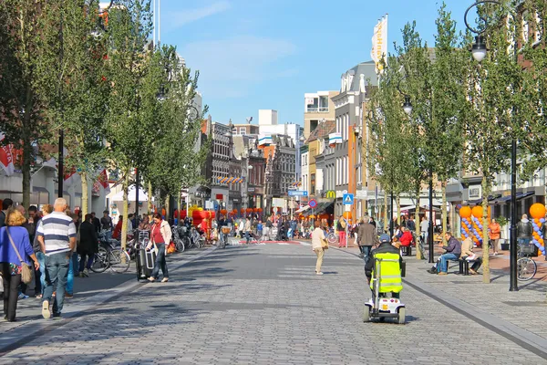 People on the celebratory street in Dordrecht, Netherlands