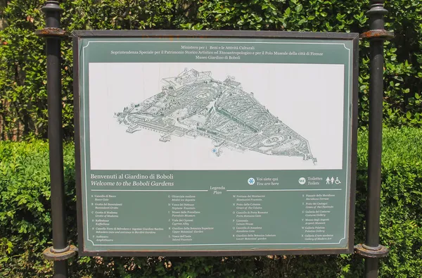Information board in the Boboli gardens. Florence, Italy