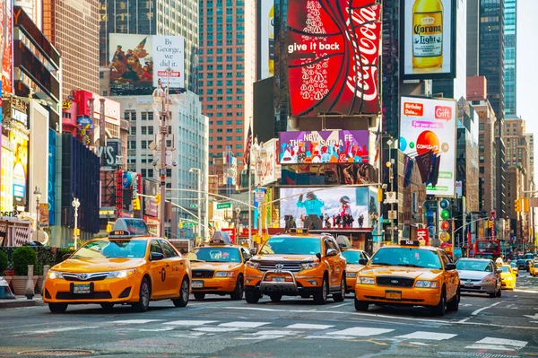 Yellow taxis at Times Square in New York City