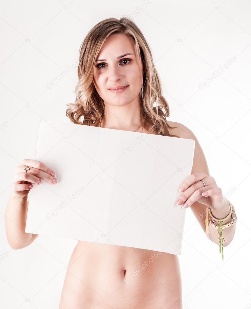 Are Naked girl holding a sign Consider, Naked girl holding a sign