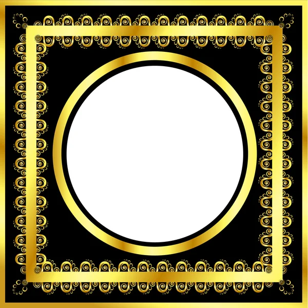 Gold pattern frame with waves and stars_16