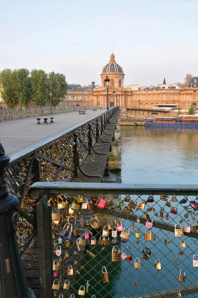 Inscribed Love Padlocks on the Pont Des Arts Bridge in Paris Fr