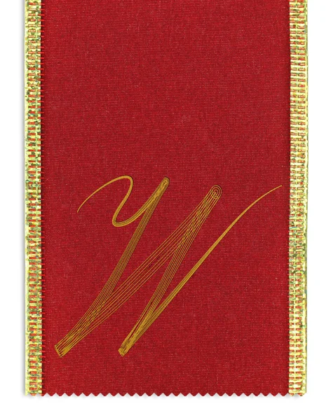 Textile monogram letter W on a ribbon