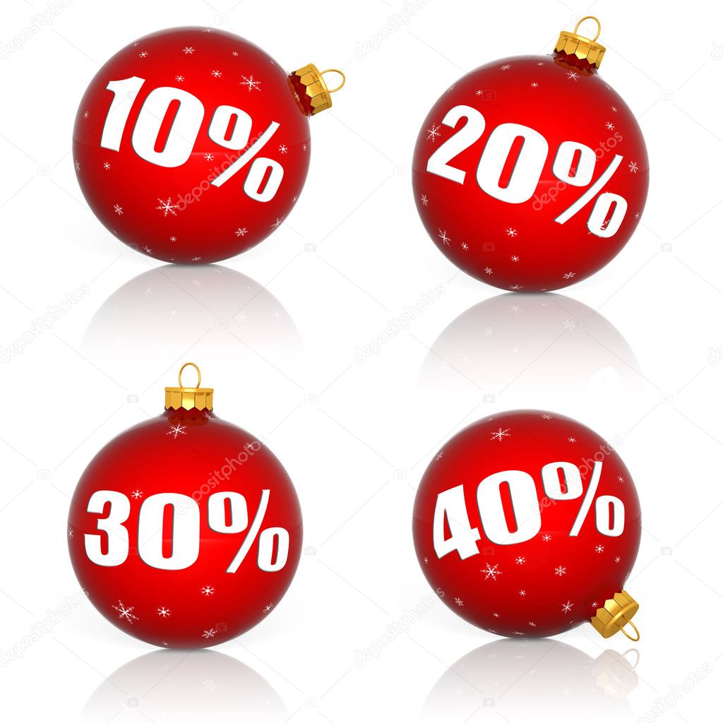 red christmas balls with numbers and percent symbols for red christmas balls with numbers and percent symbols for