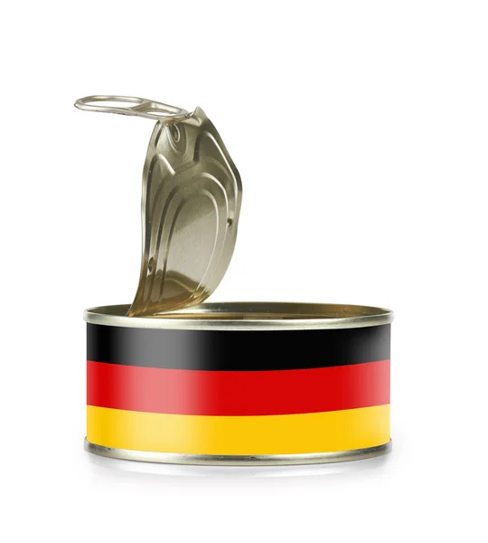 Open an empty tin can flagged Germany