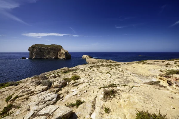 Malta Island, Gozo, Dweira Lagoon, view of the rocky coastline near the Azure Window Rock
