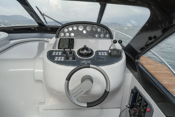 Luxury yacht, cockpit, driving consolle