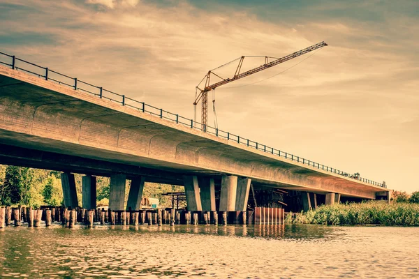 Crane at a bridge construction