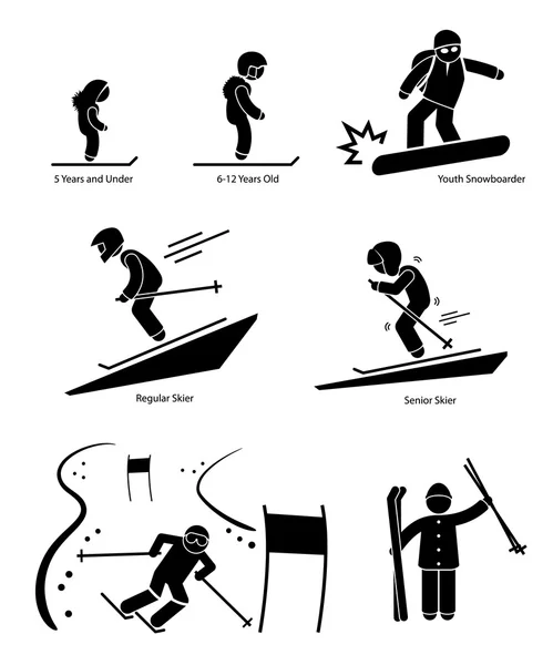 Skiers Ski Skiing People Age Category Division Stick Figure Pictogram Icon