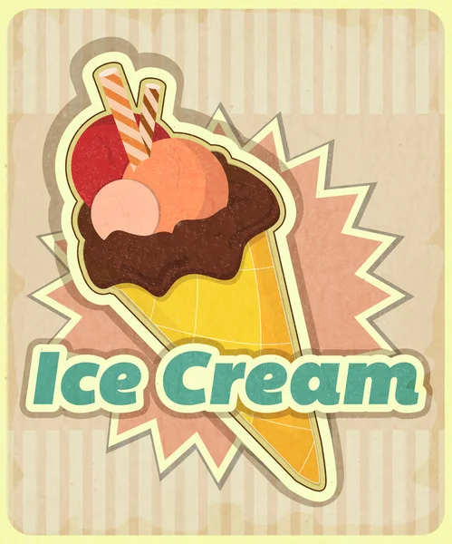 Ice cream on retro background