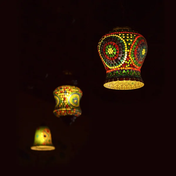 Intricate arabic lamp with lights