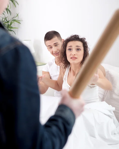 husband catches cheating wife