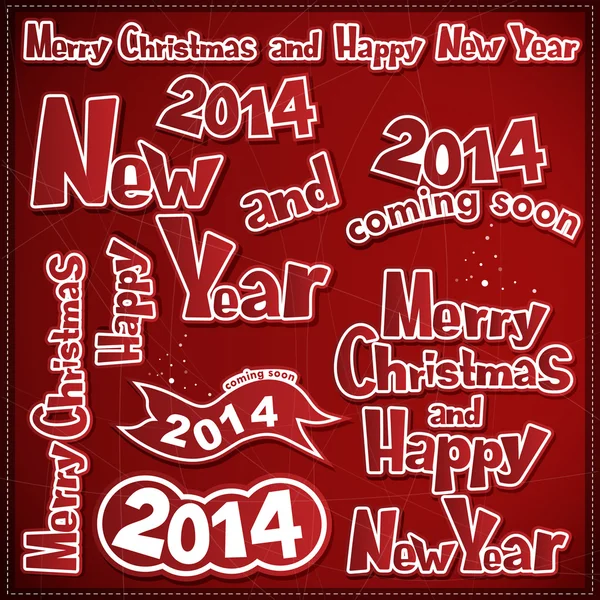 Merry christmas and new year labels, ribbons, icons