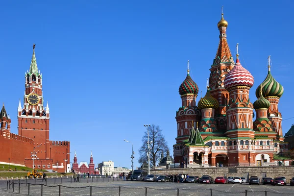 Intercession Cathedral (St. Basil\'s) and the Spassky Tower in Mo