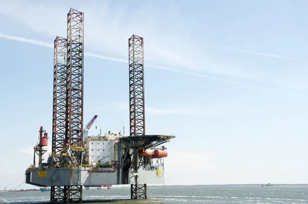 Large Ocean offshore oil rig drilling platform.