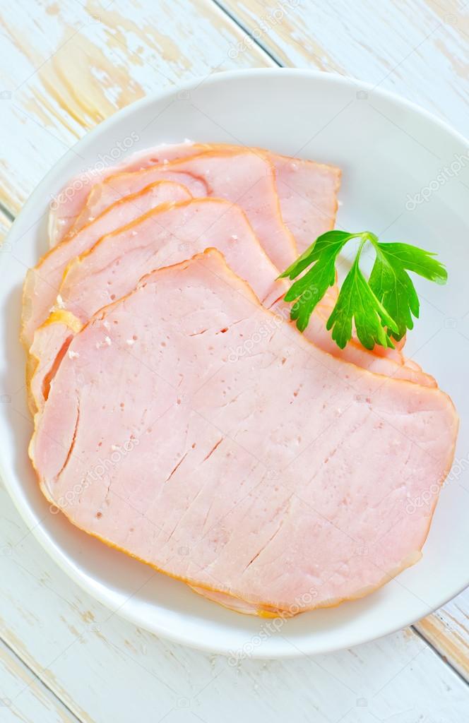 Ham in a plate — Stock Photo © tycoon 31239509