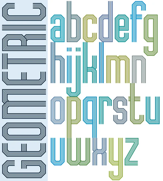 Retro colorful font with repeated lines, geometric poster letter