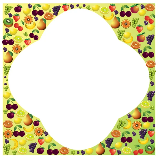 Fruits frame made with different fruits, healthy food theme comp