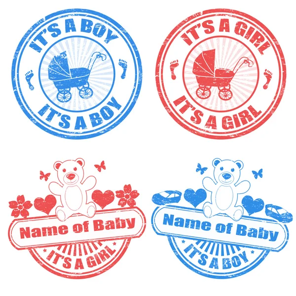Baby boy and baby girl stamps
