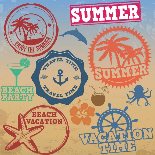 Set of summer vacation stamps