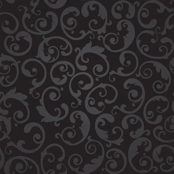 Seamless black and grey swirls floral wallpaper — Stock