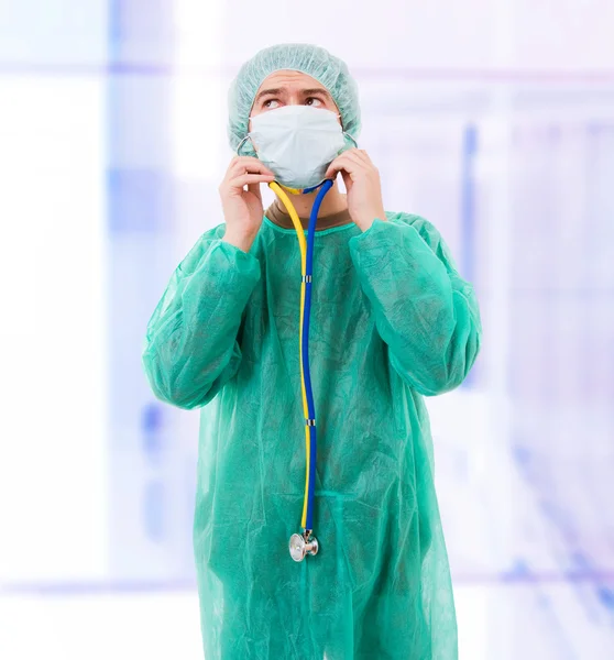 Male surgeon in scrubs uniform at the hospital