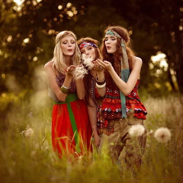 Girl of hippie in the field