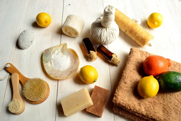 Citrus fruits and aroma bath supplies