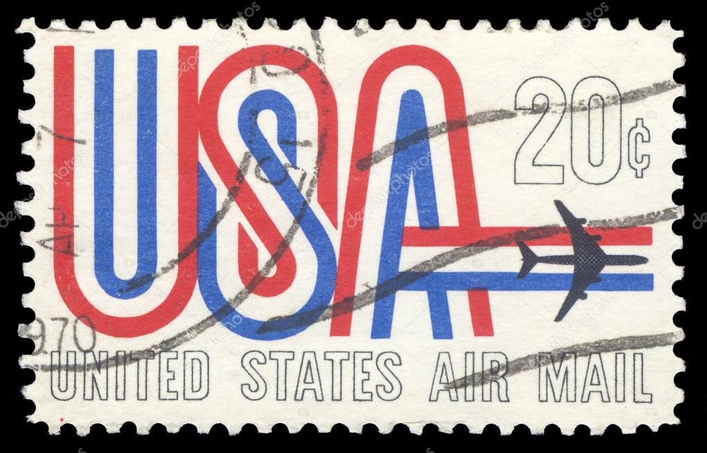 USACIRCA 1968 A 20 cent United States Airmail postage stamp sh Stock Editorial Photo
